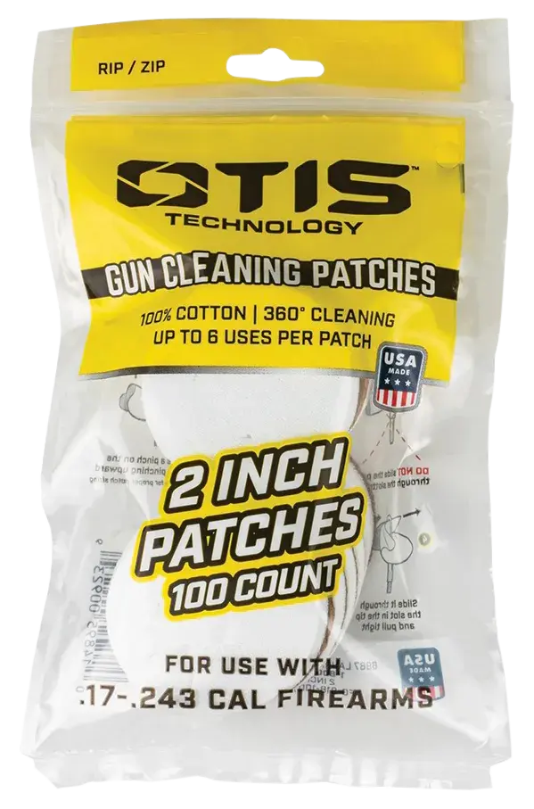 Otis FG918100 Small Caliber Cleaning Patches 17-22 Cal Rimfire Pistol/Rifle Cotton Pkg of 100