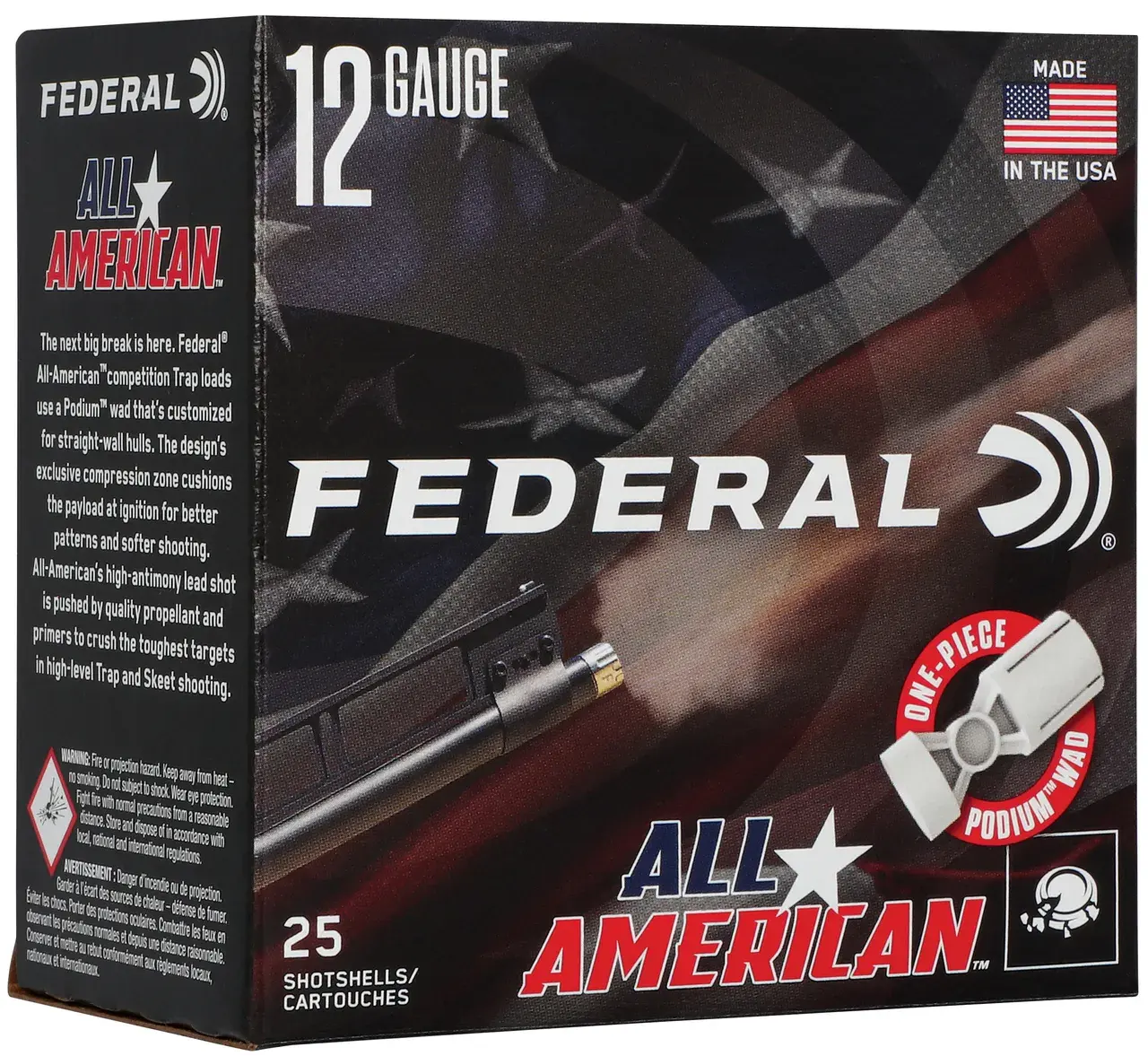 Federal FAA12L175 All-American 12Gauge 2.75" 1oz 7.5Shot 25 Per Box/10 Case