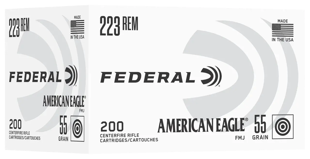 Federal AE223C American Eagle 223Rem 55gr Full Metal Jacket 200 Per Box/5 Case