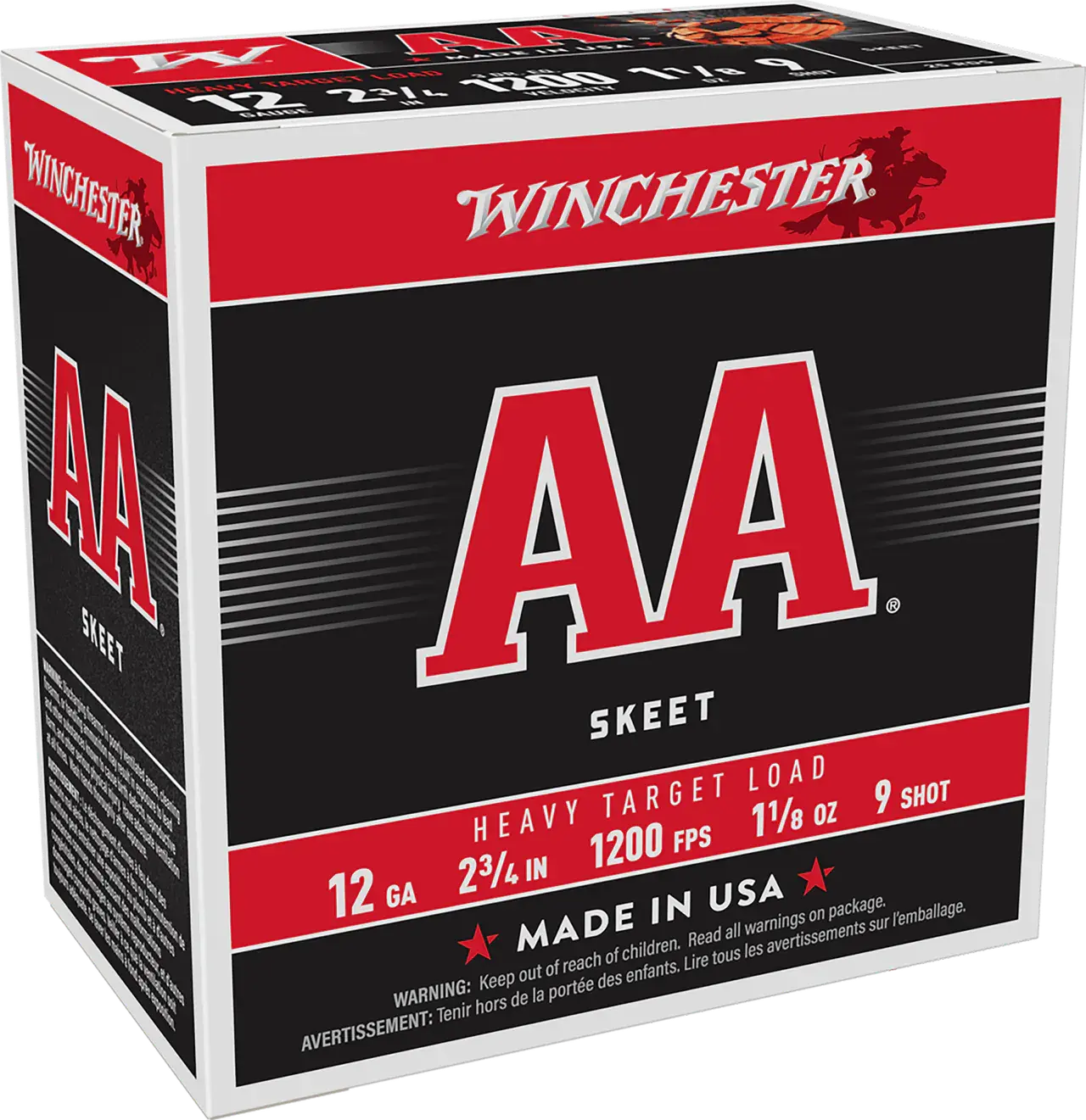 Winchester Ammo AAM129 AA Heavy 12Gauge 2.75" 1 1/8oz 9Shot 25 Per Box/10 Case