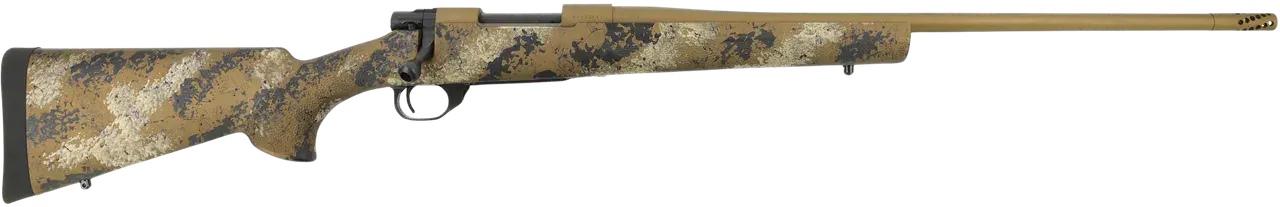 Howa HFN308SE 1500 Fence Line 308 Win 4+1 22" Flat Dark Earth Cerakote Threaded Barrel, Flat Dark Earth Cerakote Aluminum Drilled & Tapped Receiver, Scorched Earth Camo Fixed Synthetic Stock, Right Ha