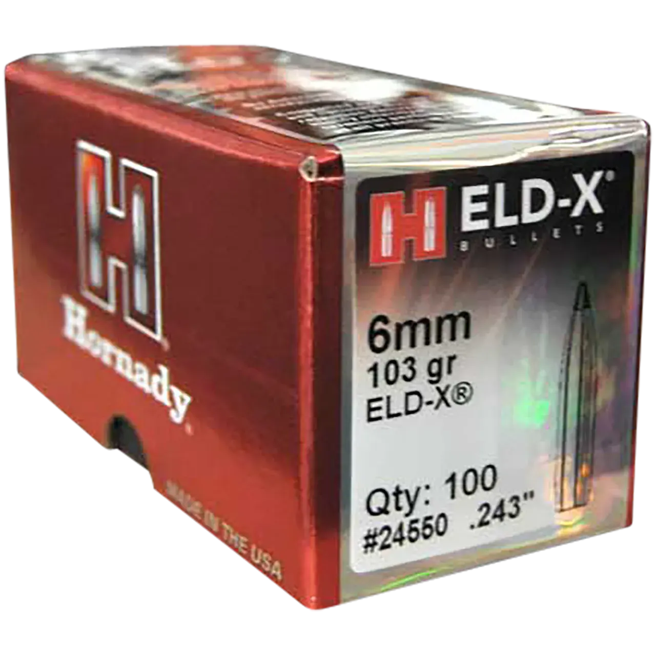Hornady 24550 ELD-X 6mm .243 103 gr Extremely Low Drag eXpanding 100 Per Box/ 25 Case