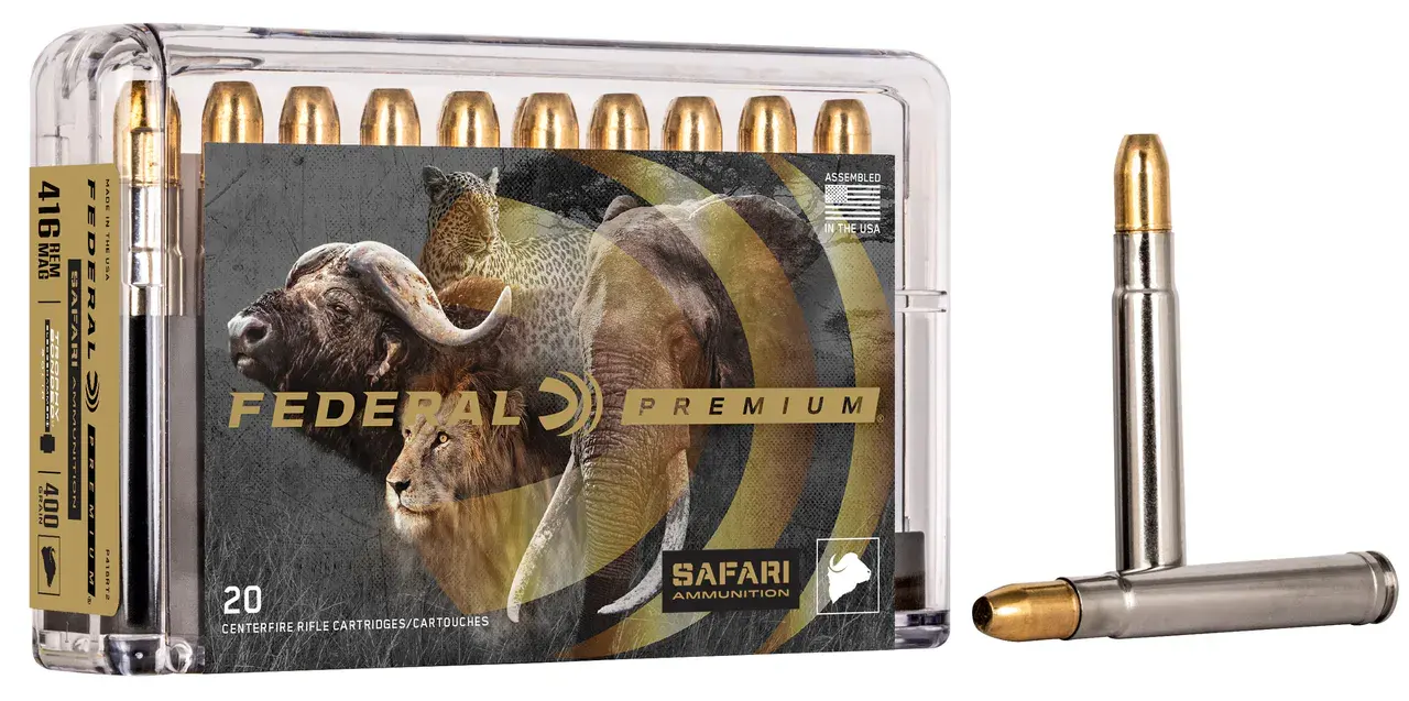 Federal P416RT2 Premium Safari Cape-Shok 416RemMag 400gr Trophy Bonded Sledgehammer Solid 20 Per Box/10 Case