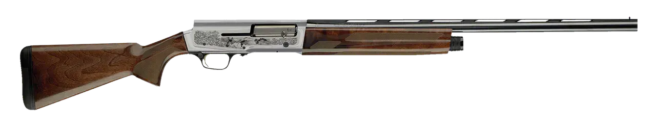 Browning 0118203004 A5 Ultimate 12 Gauge 28" Barrel 3" 4+1, Blued Barrel, Engraved Satin Nickel Finished Receiver, Gloss Oil Grade III Turkish Walnut Stock With Close Radius Pistol Grip