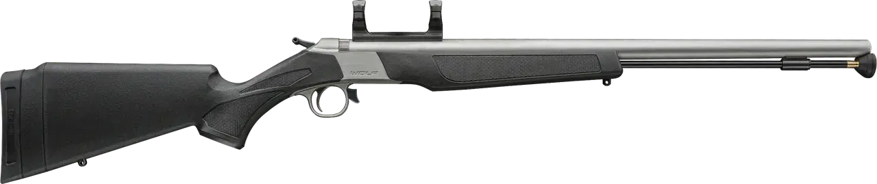 CVA PR2117SM Wolf V2 50 Cal 209 Primer 24" Matte Stainless Steel Barrel, Stainless Steel Receiver w/DuraSight Rail, Fixed Black Synthetic Stock